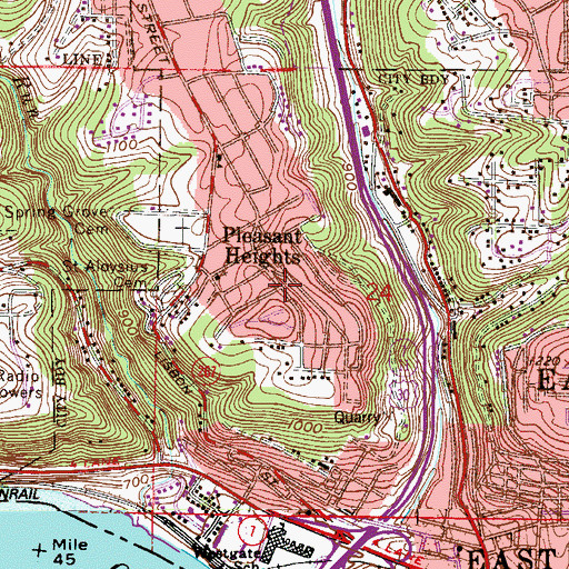 Topographic Map of Pleasant Heights, OH