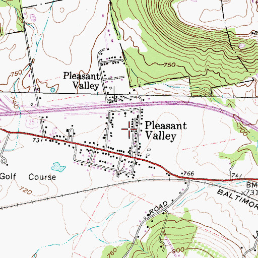 Topographic Map of Pleasant Valley, OH