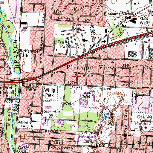 Topographic Map of Pleasant View, OH