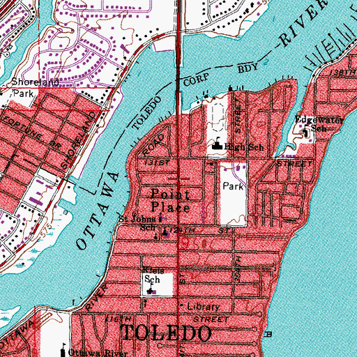 Topographic Map of Point Place, OH