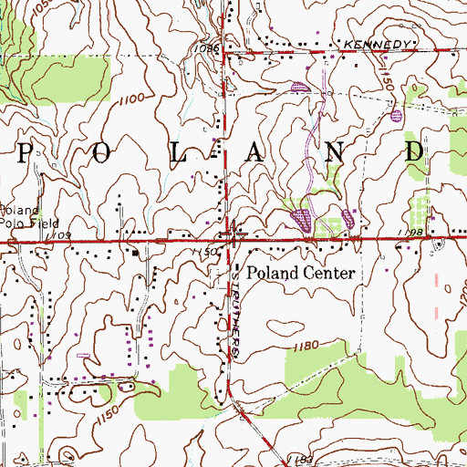 Topographic Map of Poland Center, OH