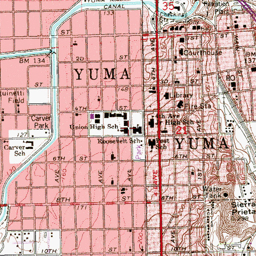 Topographic Map of Roosevelt Elementary School, AZ