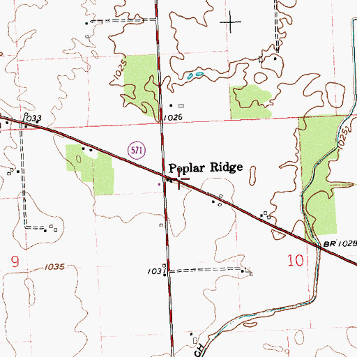Topographic Map of Poplar Ridge, OH