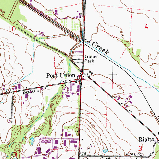 Topographic Map of Port Union, OH