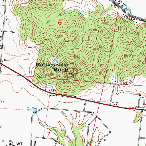 Topographic Map of Rattlesnake Knob, OH