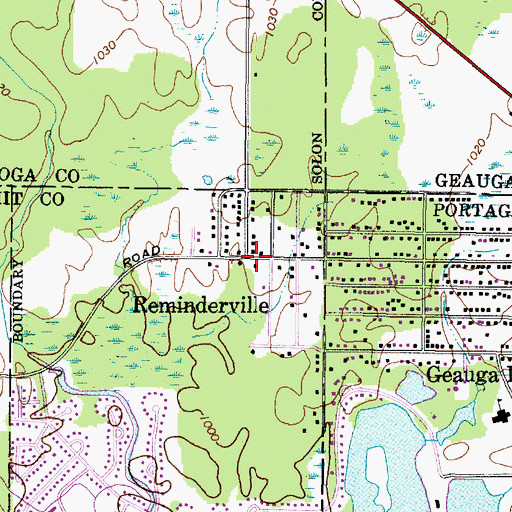 Topographic Map of Reminderville, OH