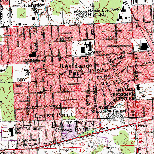 Topographic Map of Residence Park, OH