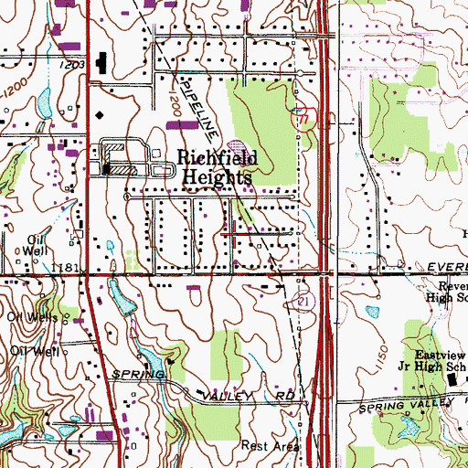 Topographic Map of Richfield Heights, OH