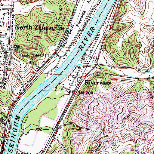 Topographic Map of Riverview, OH