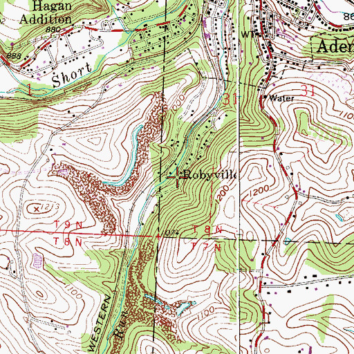 Topographic Map of Robyville, OH