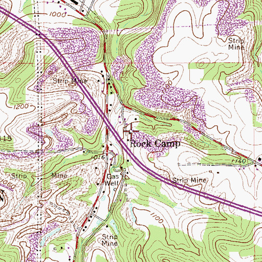 Topographic Map of Rock Camp, OH