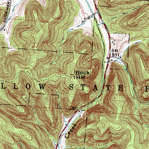 Topographic Map of Rock Hill, OH