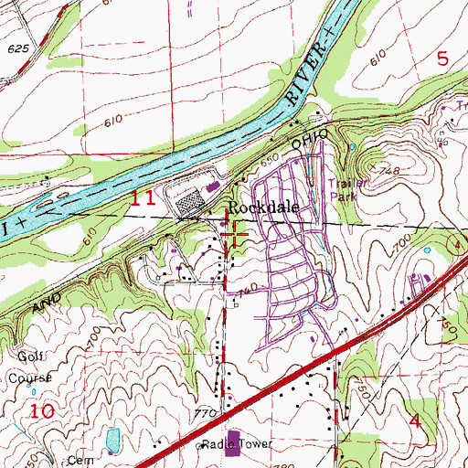 Topographic Map of Rockdale, OH