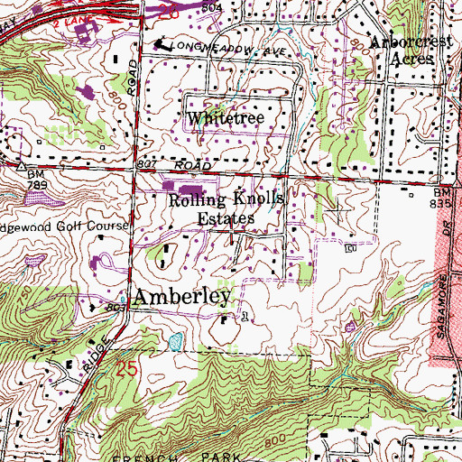 Topographic Map of Rolling Knolls Estate, OH