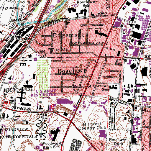Topographic Map of Roselawn, OH