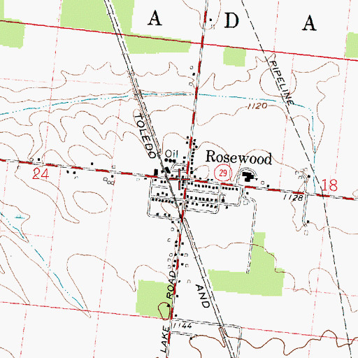 Topographic Map of Rosewood, OH