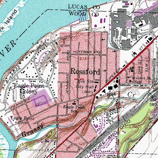 Topographic Map of Rossford, OH