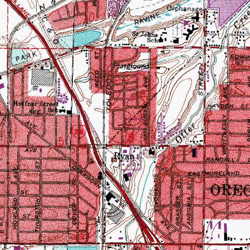 Topographic Map of Ryan, OH