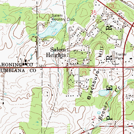 Topographic Map of Salem Heights, OH