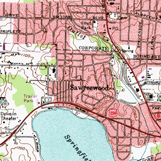 Topographic Map of Sawyerwood, OH