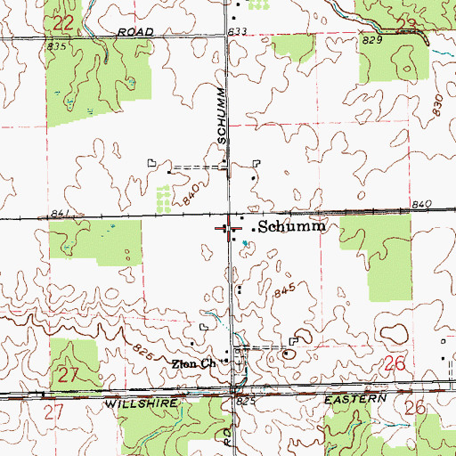 Topographic Map of Schumm, OH