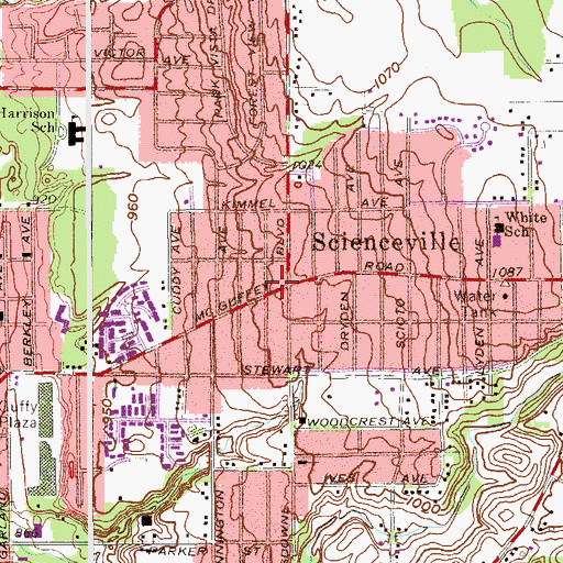Topographic Map of Scienceville, OH