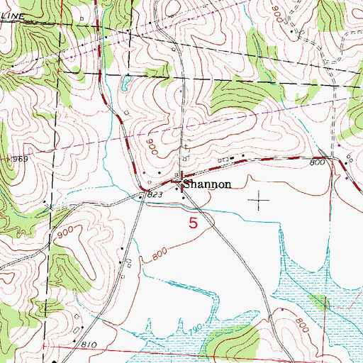 Topographic Map of Shannon, OH
