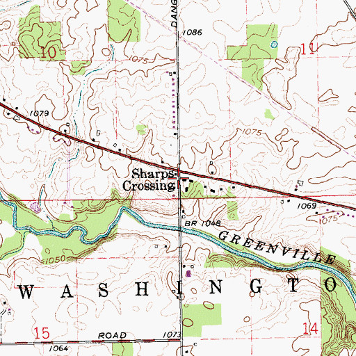 Topographic Map of Sharps Crossing, OH