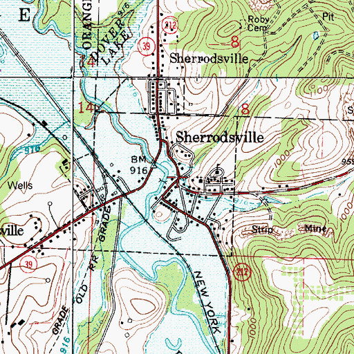 Topographic Map of Sherrodsville, OH