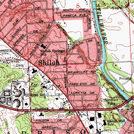 Topographic Map of Shiloh, OH