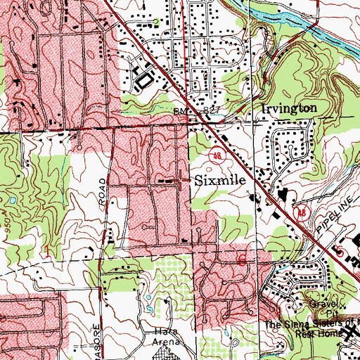 Topographic Map of Sixmile, OH