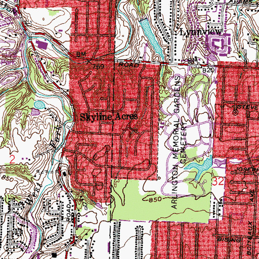 Topographic Map of Skyline Acres, OH