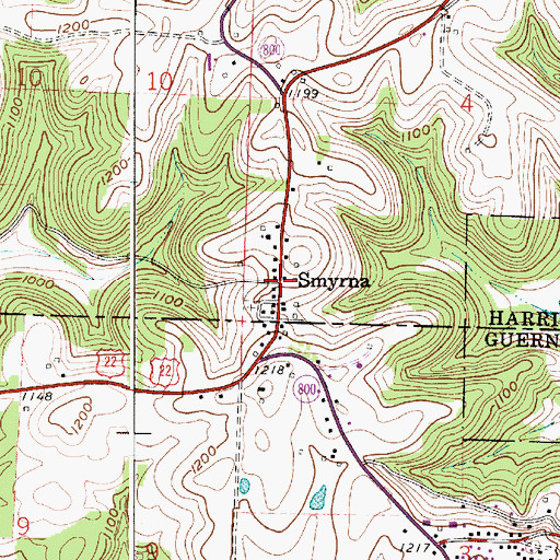 Topographic Map of Smyrna, OH