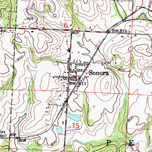 Topographic Map of Sonora, OH