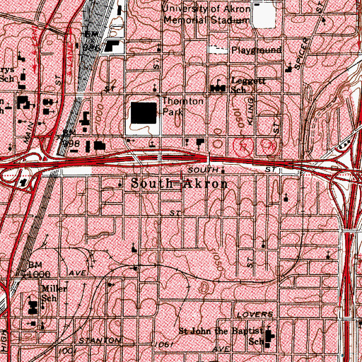 Topographic Map of South Akron, OH
