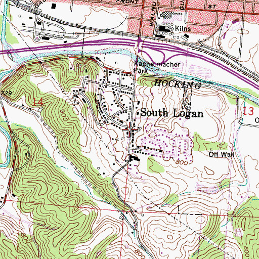 Topographic Map of South Logan, OH