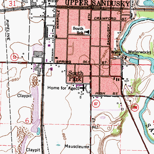 Topographic Map of South Park, OH