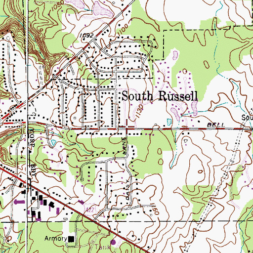 Topographic Map of South Russell, OH