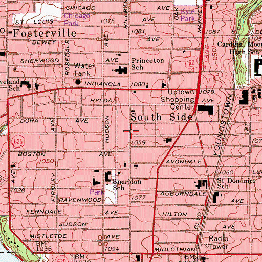 Topographic Map of South Side, OH