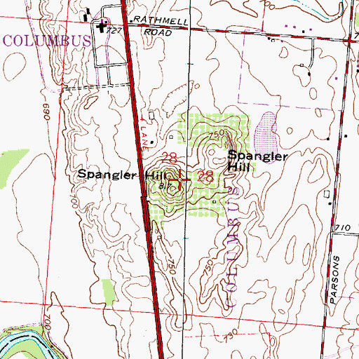 Topographic Map of Spangler Hill, OH