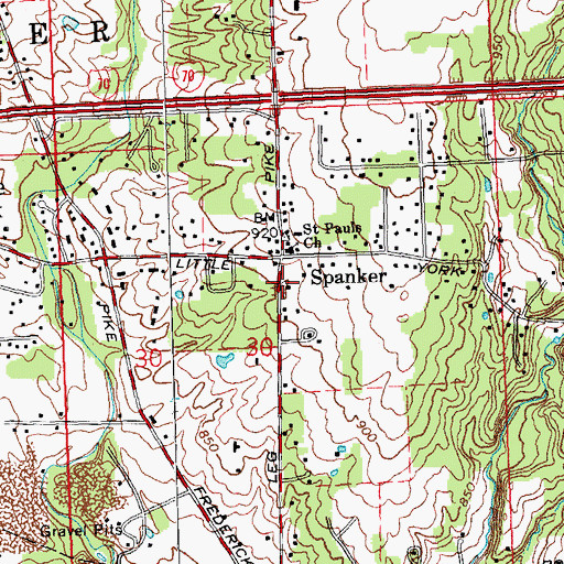 Topographic Map of Spanker, OH