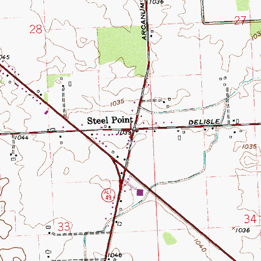 Topographic Map of Steel Point, OH