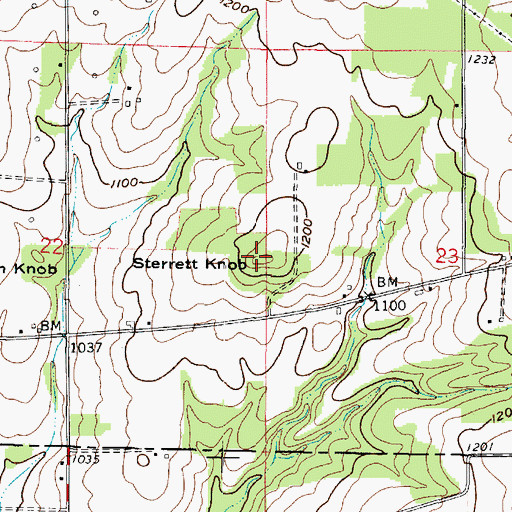 Topographic Map of Sterrett Knob, OH