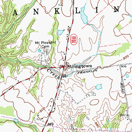 Topographic Map of Stringtown, OH