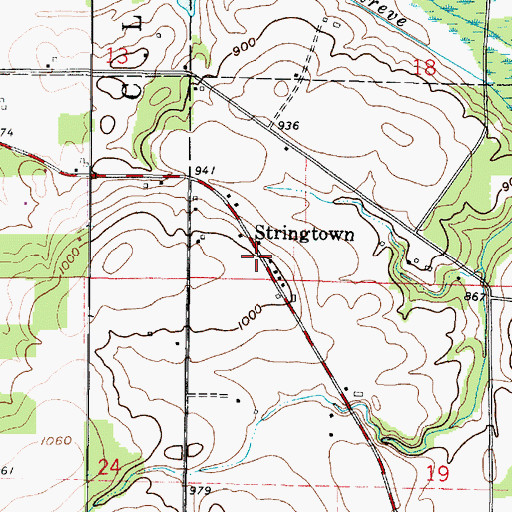 Topographic Map of Stringtown, OH
