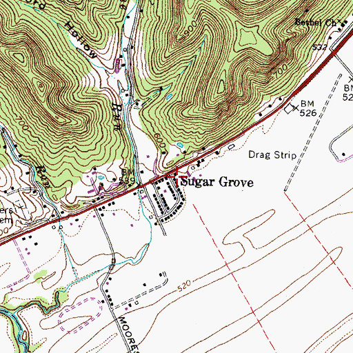 Topographic Map of Sugar Grove, OH