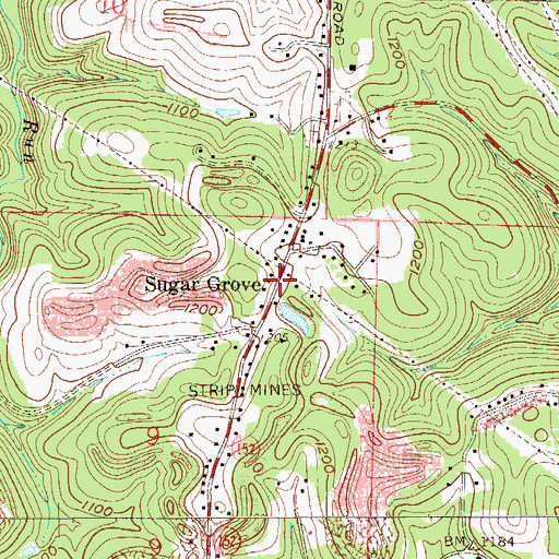 Topographic Map of Sugar Grove, OH