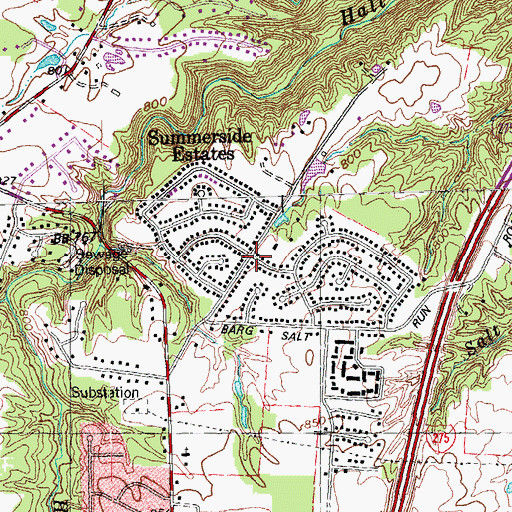 Topographic Map of Summerside Estates, OH