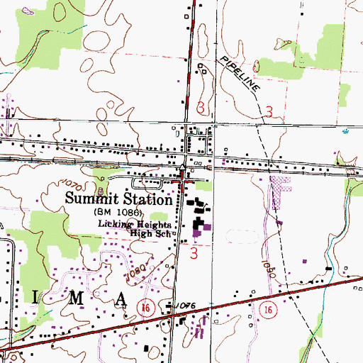 Topographic Map of Summit Station, OH