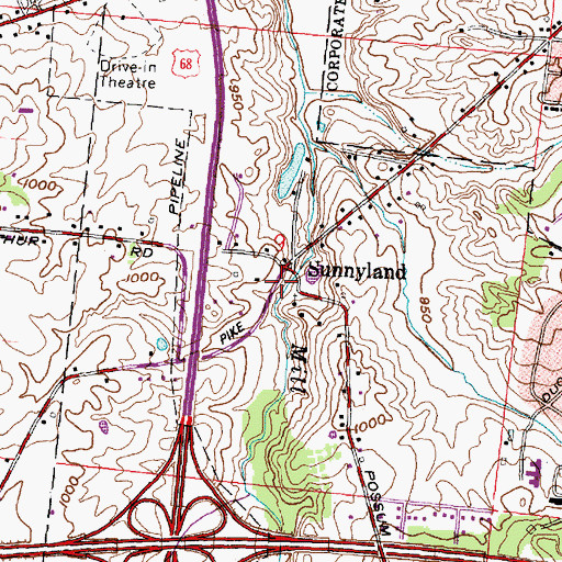 Topographic Map of Sunnyland, OH